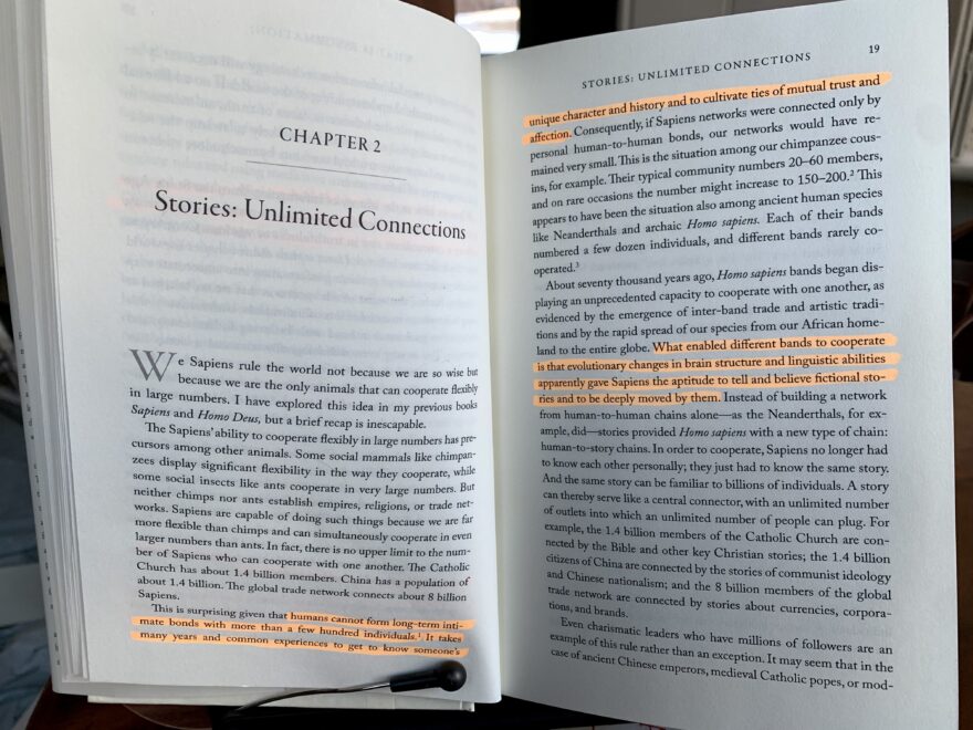 Copy of Nexus open to Chapter 2, with excerpts highlighted