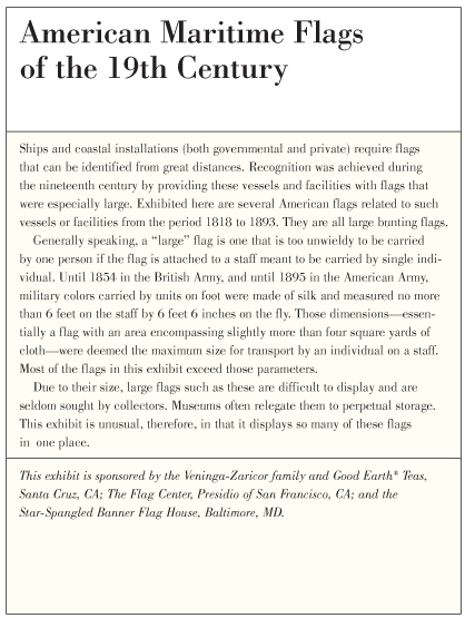Photograph of museum exhibit label about American Maritime Flags